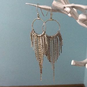 Silver tassel dangle earrings
